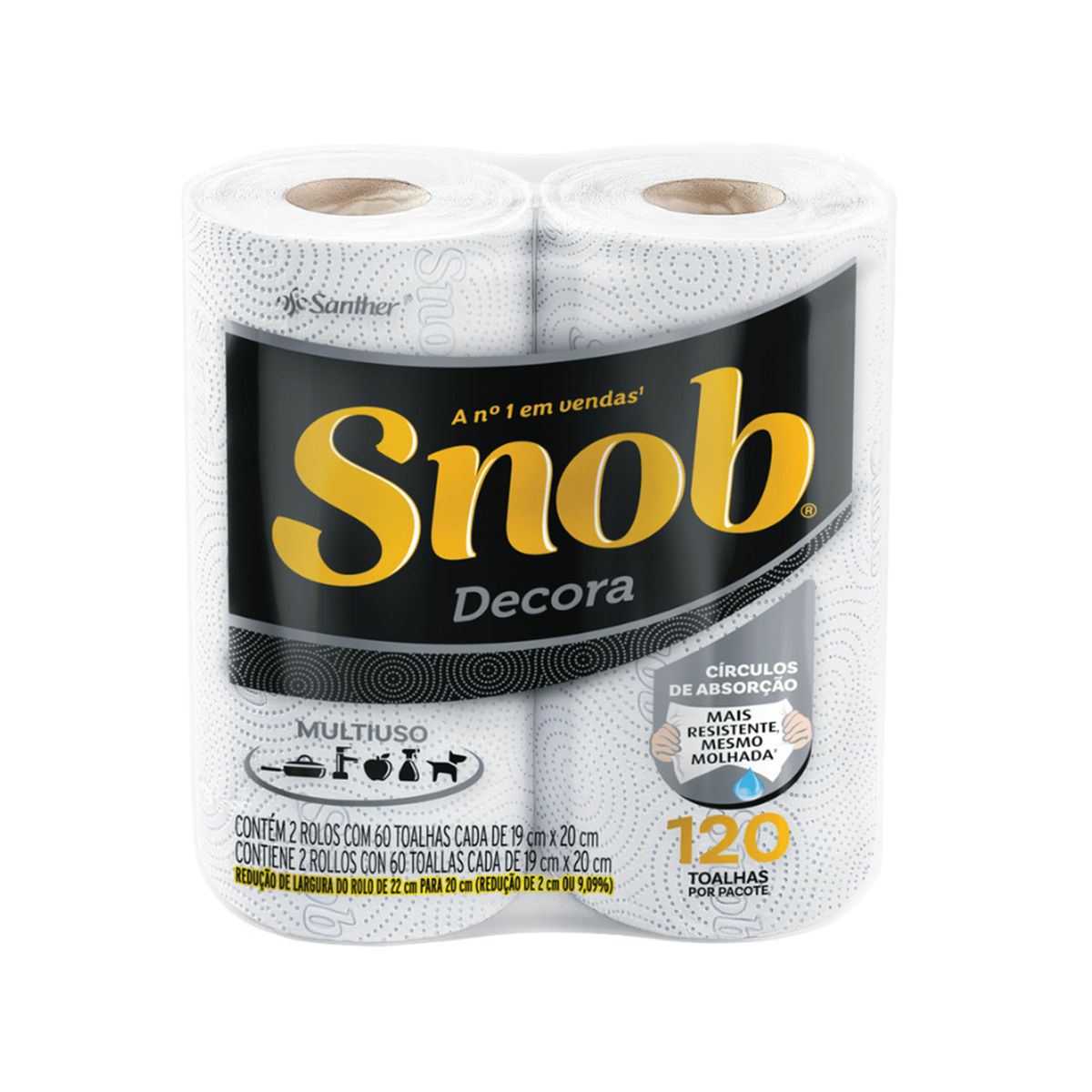 Papel Toalha Branca Decorada com 2 Rolos Snob